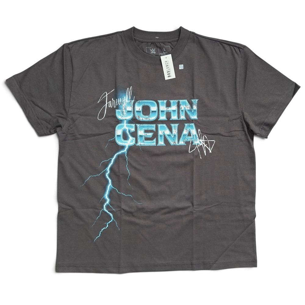 WWE John Cena "Farewell Tour" Lightning Graphic Gray Cotton Shirt Size L